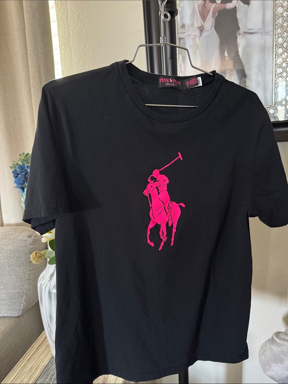 Polo by Ralph Lauren Black Tee with Hot Pink Polo Player